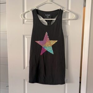 Cat & Jack Dark Gray Tank Top with Colorful Sequin Star